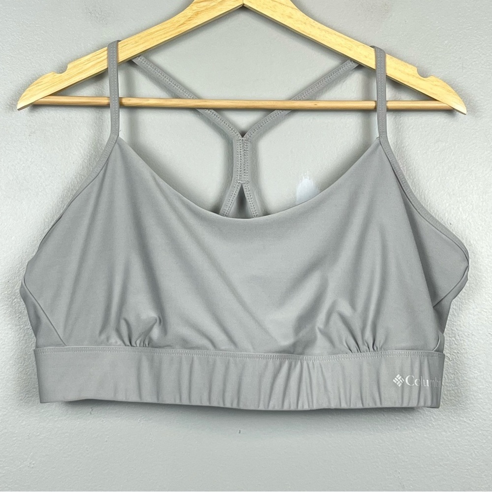 Columbia gray racerback lightweight sports bra, size XXL.